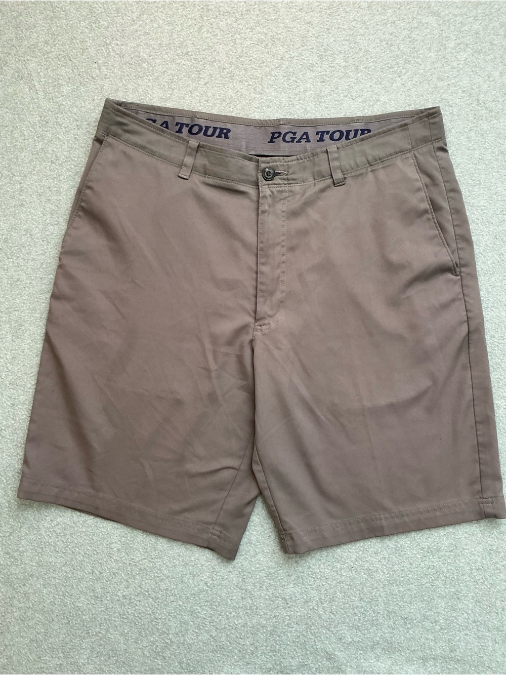 PGA Tour Golf Shorts Mens 34 Gray Performance Stretch Flat Front Casual